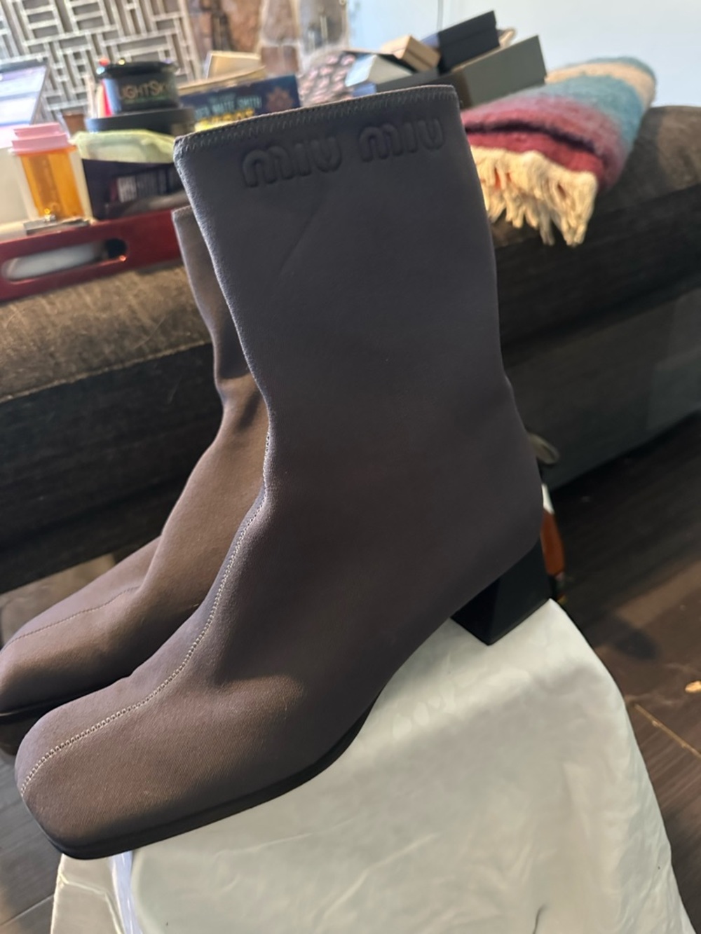 Mui Mui sock booties Gray and gorgeous!